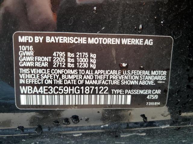 WBA4E3C59HG187122 - 2017 BMW 440I GRAN COUPE BLACK photo 12