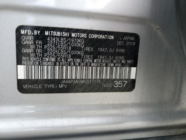 JA4AP3AU9KU017176 - 2019 MITSUBISHI OUTLANDER SPORT ES Gümüş foto 13