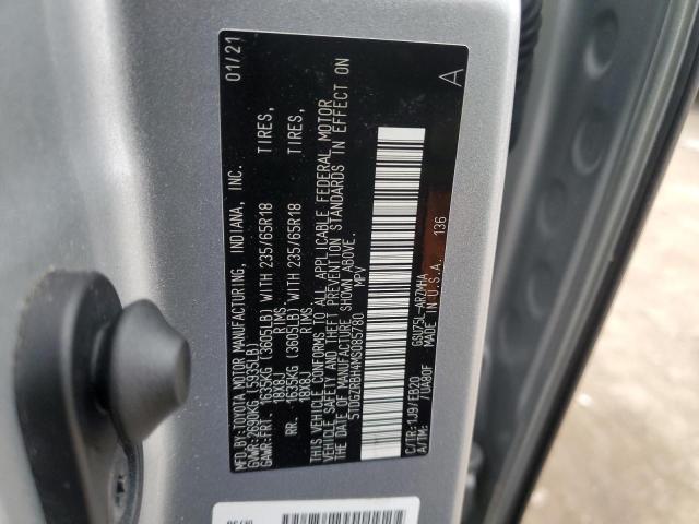 5TDGZRBH4MS085780 - 2021 TOYOTA HIGHLANDER XLE 银色 照片 13