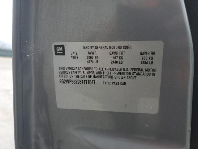 2G2WP552981171847 - 2008 PONTIAC GRAND PRIX 灰色 照片 12