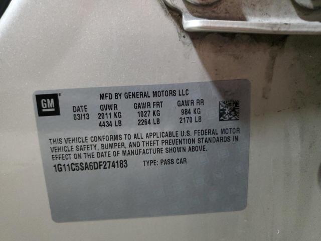 1G11C5SA6DF274183 - 2013 CHEVROLET MALIBU 1LT თაფლისფერი ფოტო 12