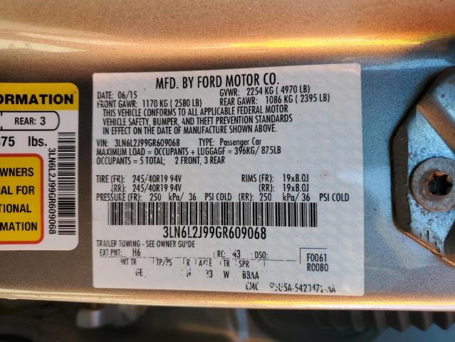 3LN6L2J99GR609068 - 2016 LINCOLN MKZ TAN photo 12