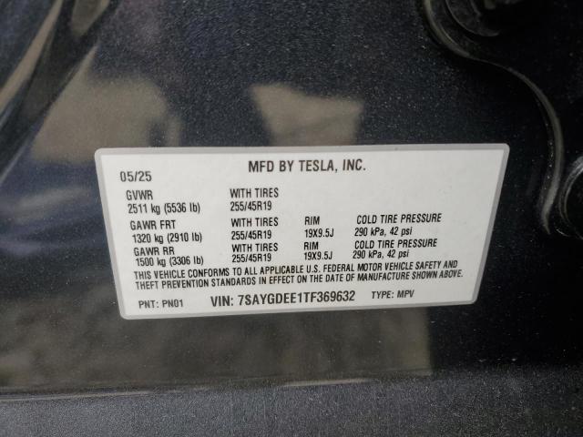 7SAYGDEE1TF369632 - 2026 TESLA MODEL Y Сірий фото 13