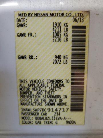 1N4AL3AP7DC914717 - 2013 NISS ALTIMA 2.5 WHITE photo 12