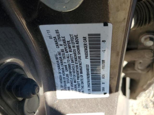 2HGFA1F82BH540122 - 2011 HONDA CIVIC EX GRAY photo 12