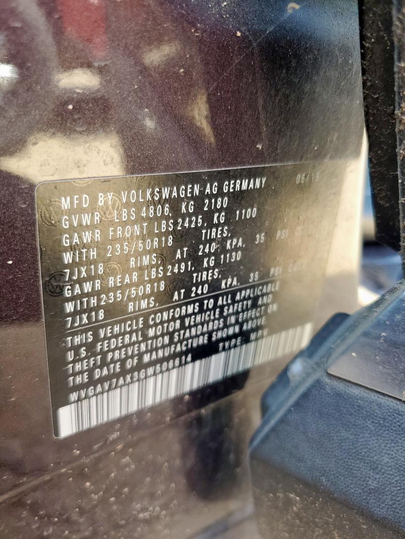 WVGAV7AX3GW506614 - 2016 VOLKSWAGEN TIGUAN S GRAY photo 14