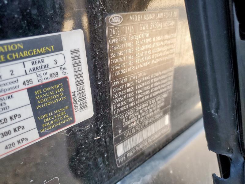 SALWR2VF9FA508844 - 2015 LAND ROVER RANGE ROVE HSE BLACK photo 12