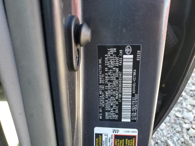 4T1BF3EK0BU605467 - 2011 TOYOTA CAMRY BASE GRAY photo 12
