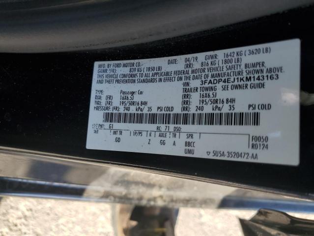 3FADP4EJ1KM143163 - 2019 FORD FIESTA SE 黑色 照片 12