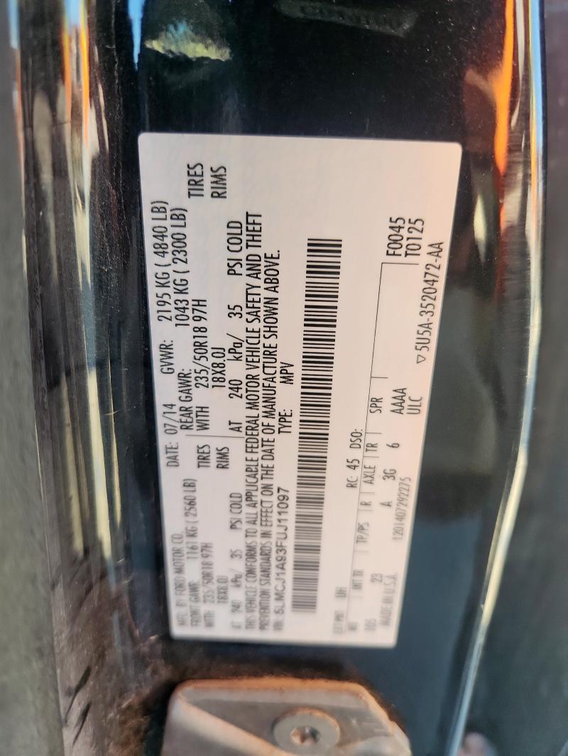 5LMCJ1A93FUJ11097 - 2015 LINCOLN MKC BLACK photo 13