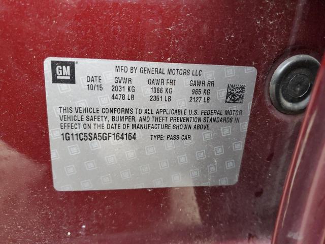 1G11C5SA5GF164164 - 2016 CHEVROLET MALIBU LIM LT 勃艮第红 照片 12