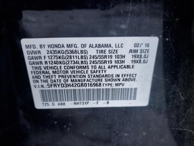 5FRYD3H42GB016968 - 2016 ACURA MDX TECHNOLOGY 黑色 照片 12