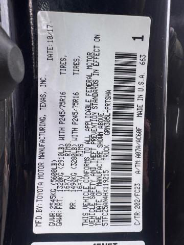 5TFCZ5AN4HX119215 - 2017 TOYOTA TACOMA DOUBLE CAB BLACK photo 10