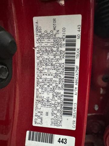 3TMLU42N59M032776 - 2009 TOYOTA TACOMA DOUBLE CAB RED photo 10