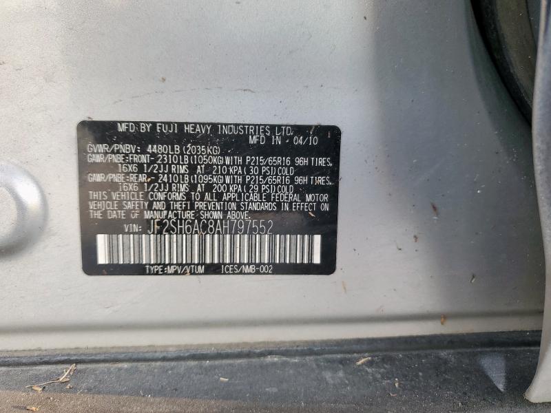 JF2SH6AC8AH797552 - 2010 SUBARU FORESTER 2.5X 银色 照片 12