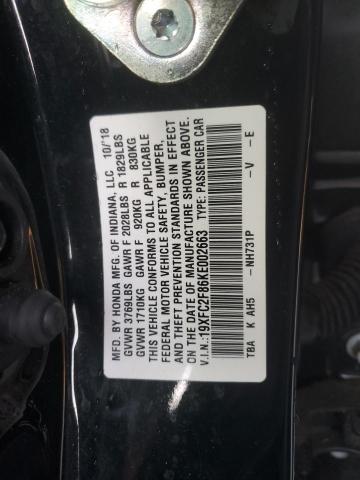 19XFC2F86KE002663 - 2019 HONDA CIVIC SPORT Qara foto 12