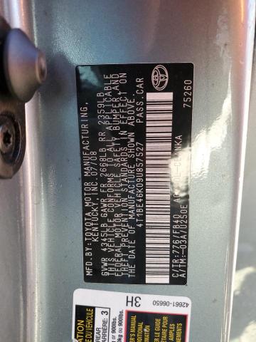 4T1BE46K09U857527 - 2009 TOYOTA CAMRY BASE GREEN photo 12