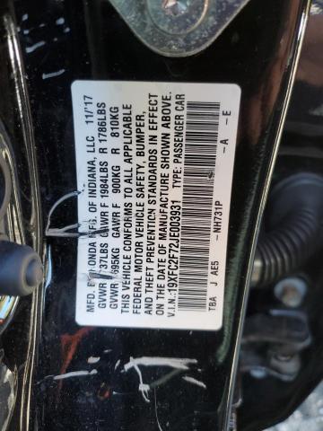 19XFC2F72JE003931 - 2018 HONDA CIVIC EX BLACK photo 13