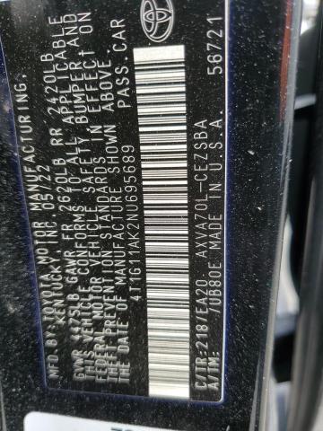 4T1G11AK2NU695689 - 2022 TOYOTA CAMRY SE შავი ფოტო 13