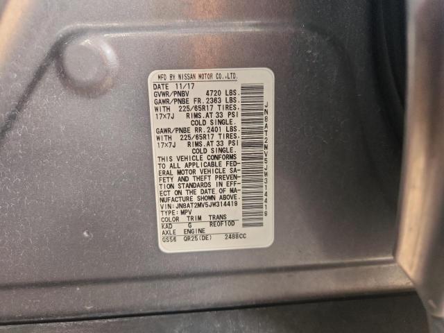 JN8AT2MV5JW314419 - 2018 NISSAN ROGUE S 银色 照片 12