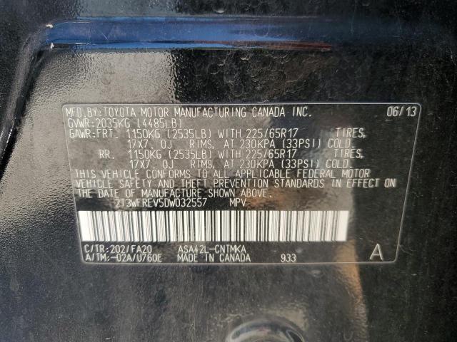 2T3WFREV5DW032557 - 2013 TOYOTA RAV4 XLE BLACK photo 13