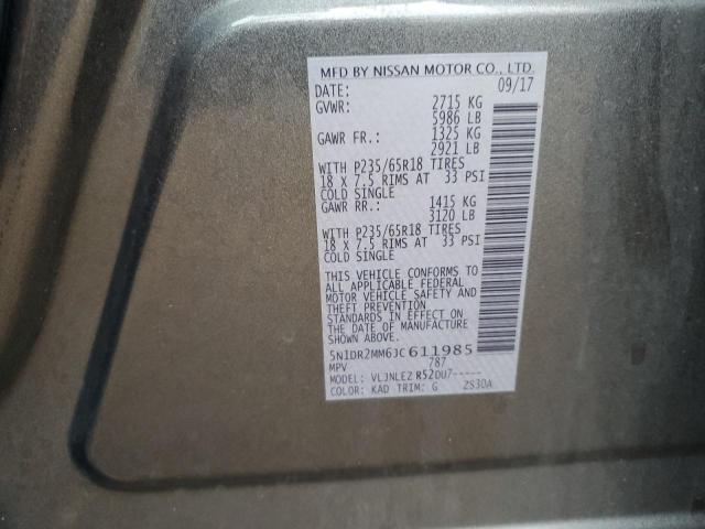 5N1DR2MM6JC611985 - 2018 NISSAN PATHFINDER S Grau Foto 12