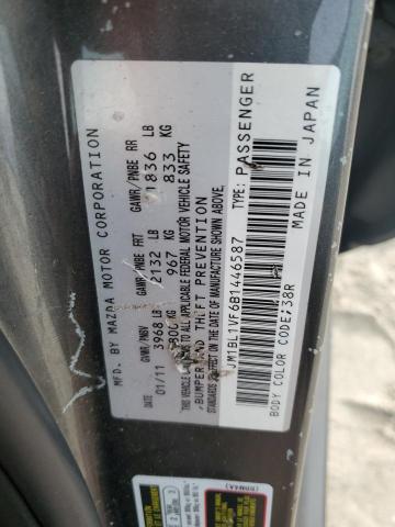 JM1BL1VF6B1446587 - 2011 MAZDA 3 I GRAY photo 12