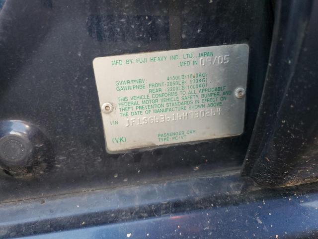 JF1SG63616H730264 - 2006 SUBARU FORESTER 2.5X BLUE photo 12