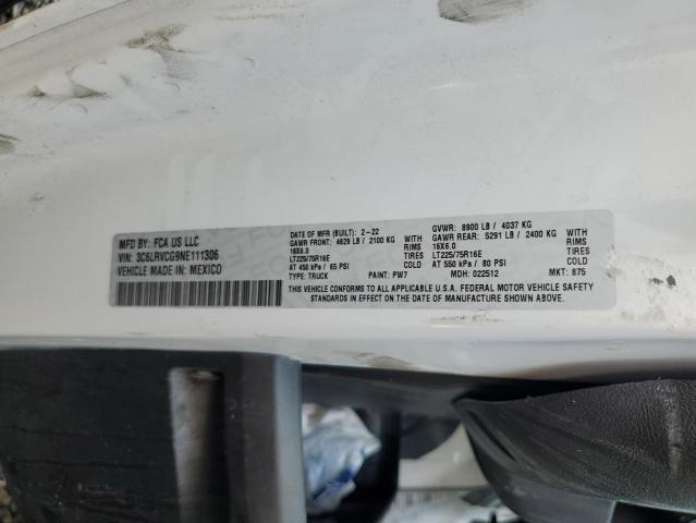 3C6LRVCG9NE111306 - 2022 RAM PROMASTER 2500 HIGH Սպիտակ լուսանկար 13