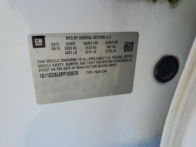 1G11C5SL6FF150676 - 2015 CHEVROLET MALIBU 1LT Ақ фото 12