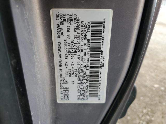 5TBBT4418YS112699 - 2000 TOYOTA TUNDRA ACCESS CAB ნაცრისფერი ფოტო 13