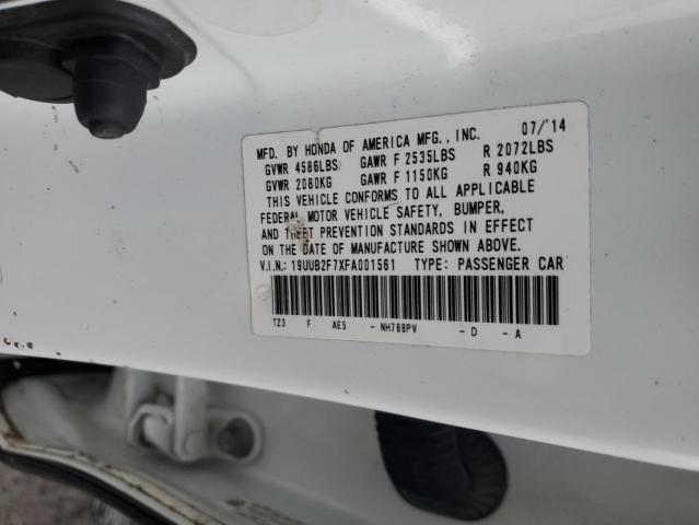 19UUB2F7XFA001561 - 2015 ACURA TLX ADVANCE WHITE photo 12