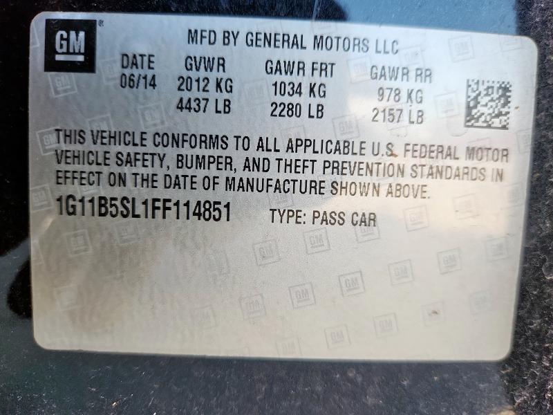 1G11B5SL1FF114851 - 2015 CHEVROLET MALIBU LS BLACK photo 12