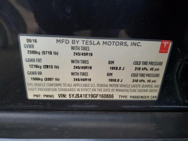 5YJSA1E19GF160886 - 2016 TESLA MODEL S GRAY photo 13