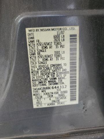 5N1AR18U88C644312 - 2008 NISSAN PATHFINDER S 灰色 照片 13