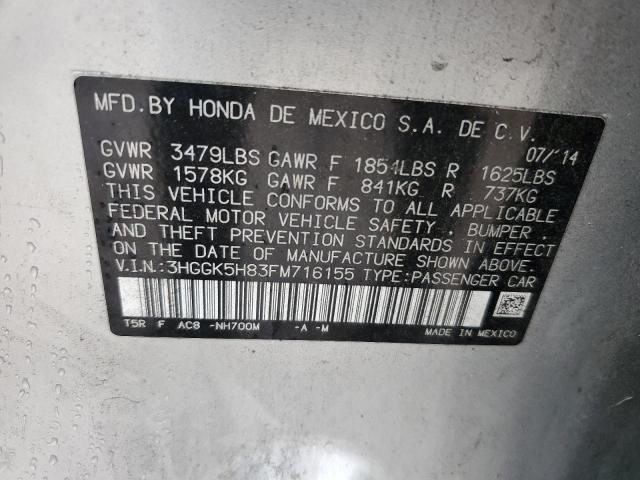 3HGGK5H83FM716155 - 2015 HONDA FIT EX SILVER photo 12