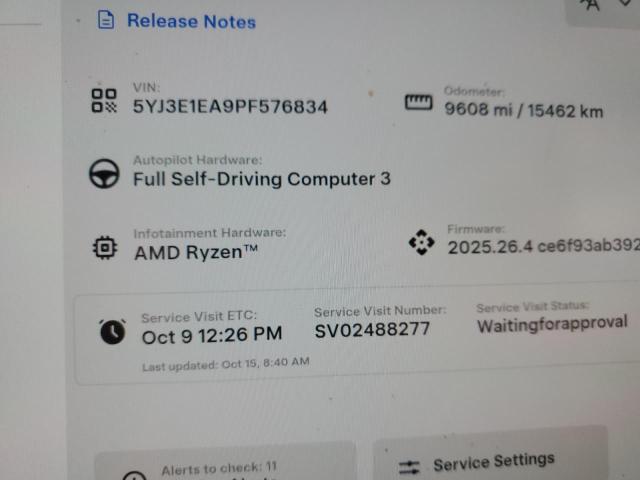 5YJ3E1EA9PF576834 - 2023 TESLA MODEL 3 BLACK photo 9