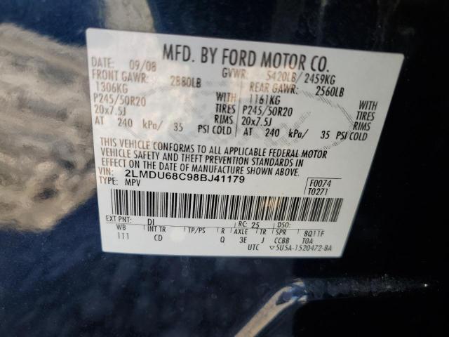 2LMDU68C98BJ41179 - 2008 LINCOLN MKX BLUE photo 13