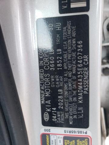 KNADM4A35E6407366 - 2014 KIA RIO LX SILVER photo 12