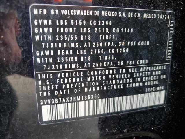 3VV3B7AX2RM135360 - 2024 VOLKSWAGEN TIGUAN SE BLACK photo 14