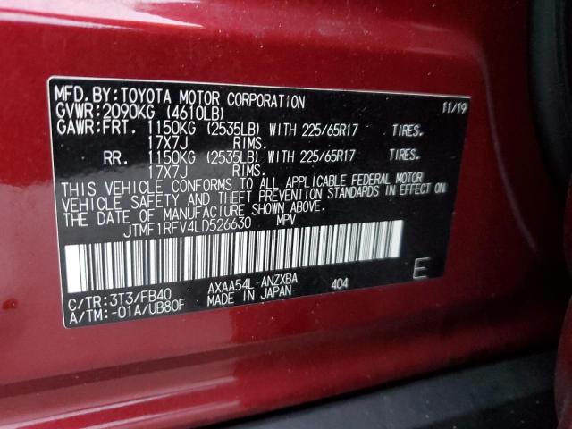 JTMF1RFV4LD526630 - 2020 TOYOTA RAV4 LE RED photo 13