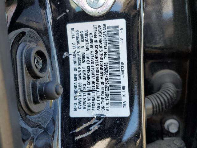 19XFC2F82KE202648 - 2019 HONDA CIVIC SPORT Schwarz Foto 12