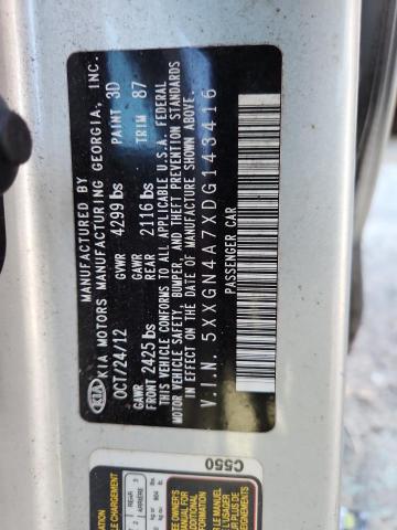 5XXGN4A7XDG143416 - 2013 KIA OPTIMA EX SILVER photo 12