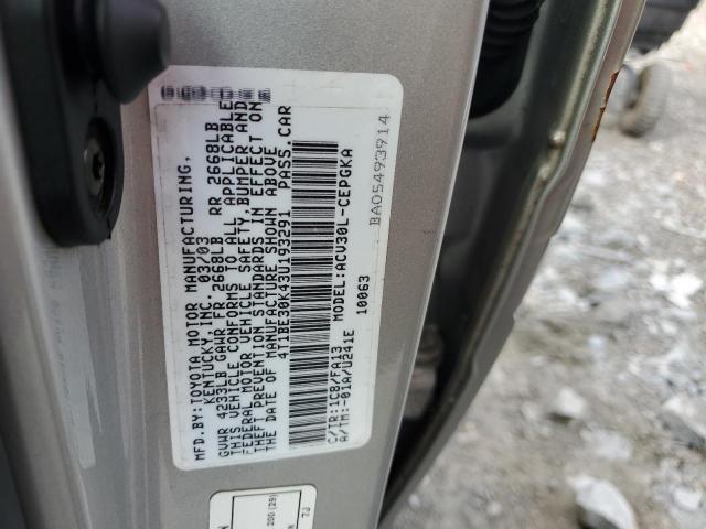4T1BE30K43U193291 - 2003 TOYOTA CAMRY LE SILVER photo 13