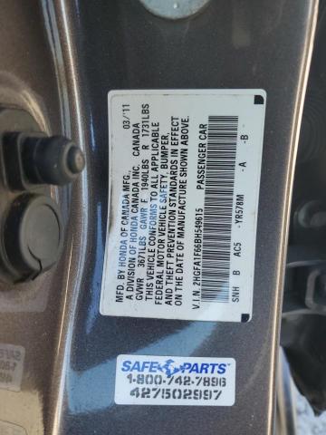 2HGFA1F66BH549615 - 2011 HONDA CIVIC LX-S ნაცრისფერი ფოტო 12