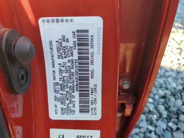 1NXBU40E19Z019755 - 2009 TOYOTA COROLLA BASE RED photo 12