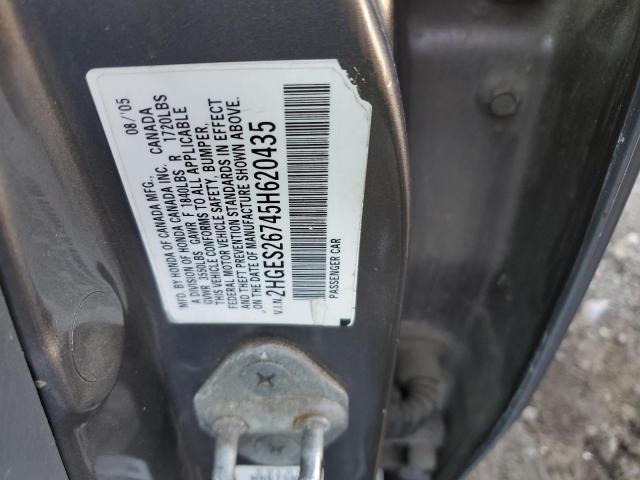2HGES26745H620435 - 2005 HONDA CIVIC EX SILVER photo 12