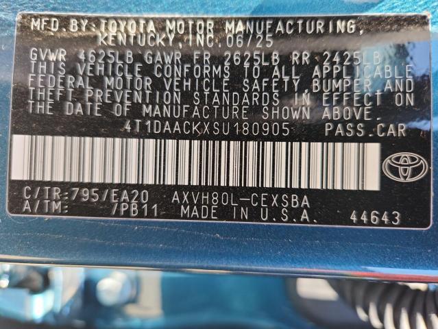 4T1DAACKXSU180905 - 2025 TOYOTA CAMRY XSE BLUE photo 12