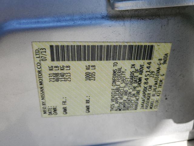 1N4AA5AP0DC845144 - 2013 NISSAN MAXIMA S 银色 照片 12