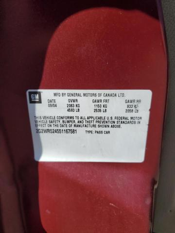 2G2WR524551167581 - 2005 PONTIAC GRAND PRIX GTP წითელი ფოტო 12